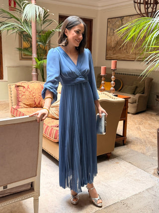 Vestido plisado azul | Luciana