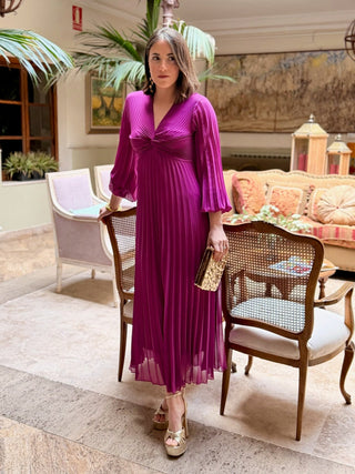 Vestido plisado buganvilla| Isabella