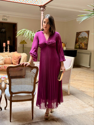 Vestido plisado buganvilla| Isabella