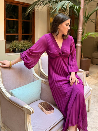 Vestido plisado buganvilla| Isabella