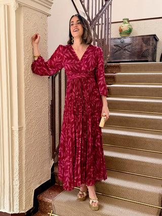 Vestido plisado buganvilla | Luciana