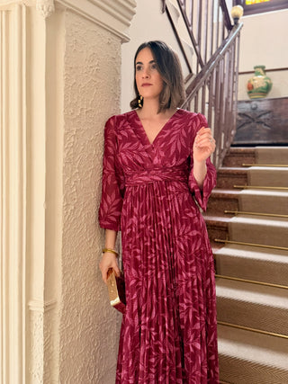 Vestido plisado buganvilla | Luciana