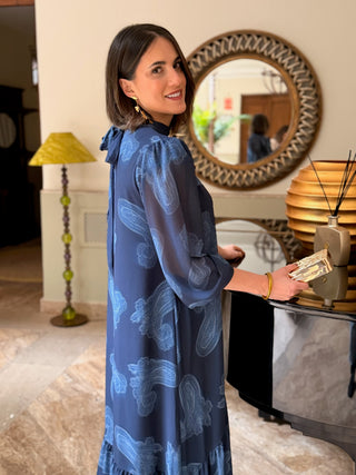 Vestido gasa estampado azul | Julia