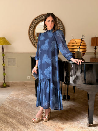 Vestido gasa estampado azul | Julia