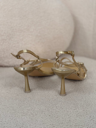 Sandalia dorada tiras Cruzadas | Dea