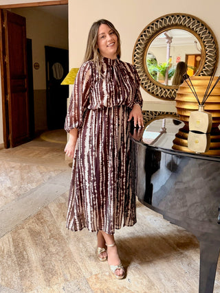 Vestido gasa estampado marrón| Candela