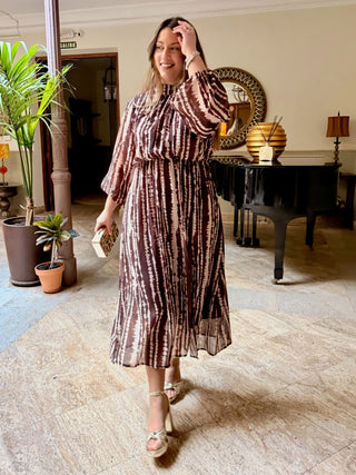 Vestido gasa estampado marrón| Candela