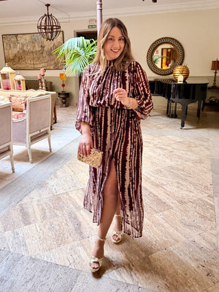 Vestido gasa estampado marrón| Candela