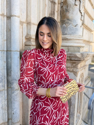 Vestido em chiffon estampado | Olinda 