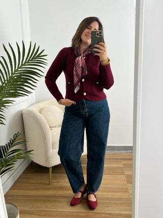 Chaqueta Punto burdeos | Miko