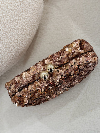 Bolsa de mão cor de cobre com lantejoulas | Valéria 