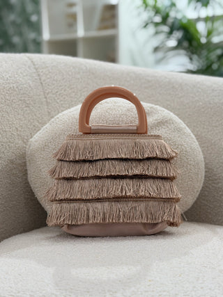 Mala nude com franjas e alça | Martina