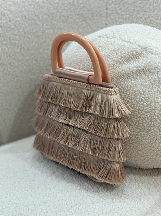 Mala nude com franjas e alça | Martina