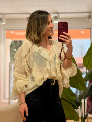 Blusa branca com folhos | Amélia 