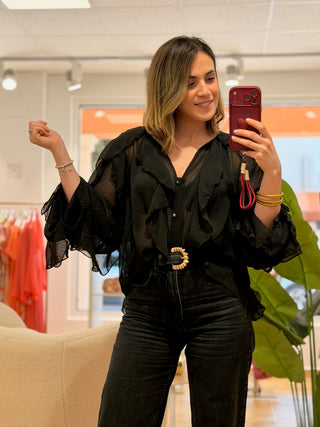 Blusa Volante Negra | Amelia
