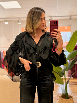 Blusa Volante Negra | Amelia