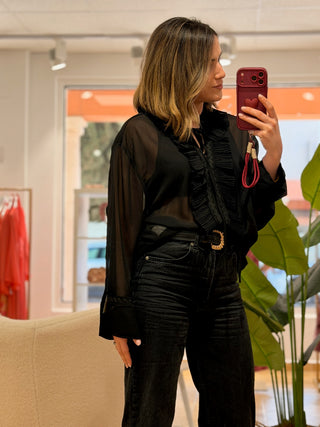Blusa preta em chiffon | Thiago