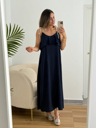 Vestido Volante Azul Marino | Navy