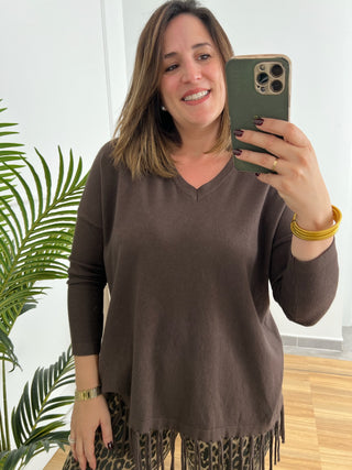 Jersey marrón con flecos | Chiara