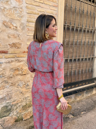 Vestido gasa estampado | Coral