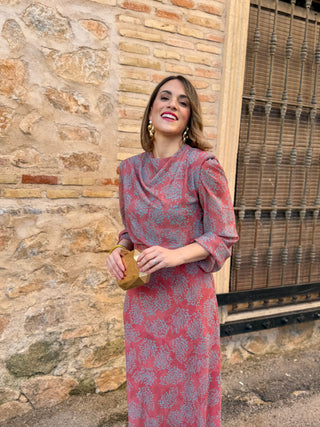 Vestido gasa estampado | Coral