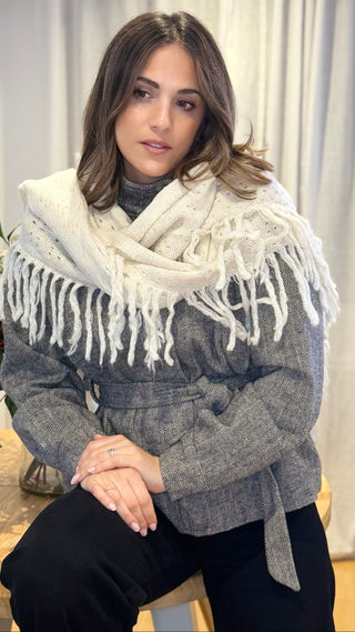 Capa Lana Flecos | Blanco