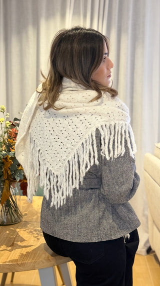 Capa Lana Flecos | Blanco