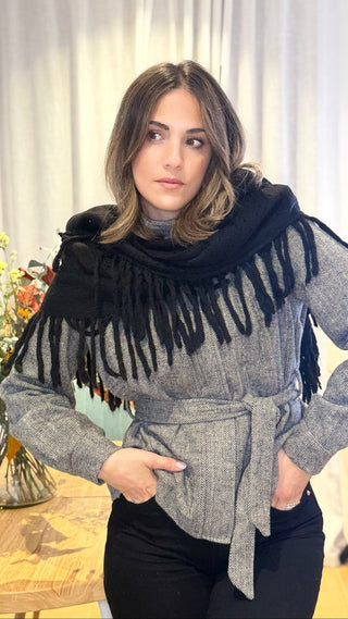 Capa Lana Flecos | Negro