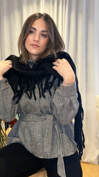 Capa Lana Flecos | Negro