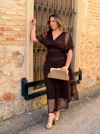 Vestido midi marron | Ariadna