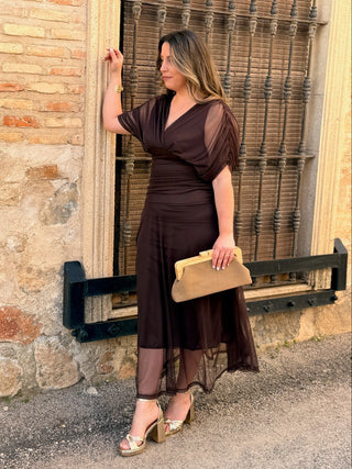 Vestido midi marron | Ariadna