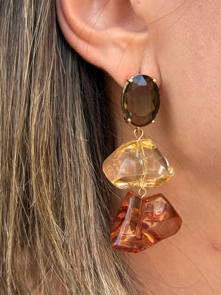 Pendientes marron efecto piedra | Maise