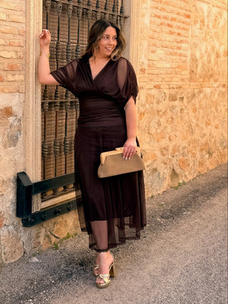 Vestido midi marron | Ariadna