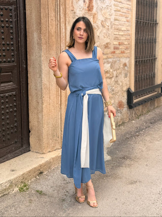 Conjunto top y falda azul | Pétalo