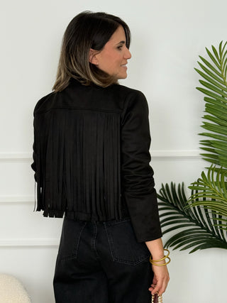 Chaqueta ante flecos Negra I Mika