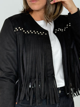 Chaqueta ante flecos Negra I Mika