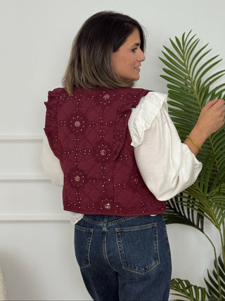 Chaleco bordado floral burdeos  | Vilma