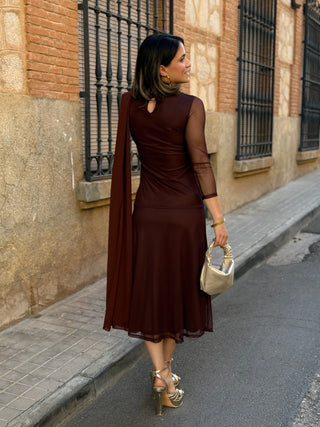 Vestido Tul marron chocolate  | Lia