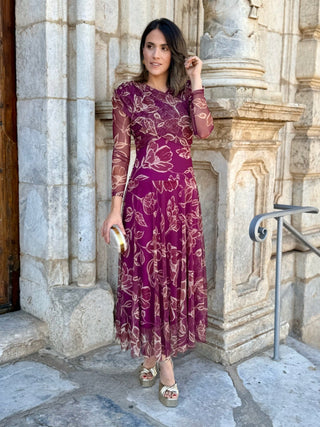 Vestido Tul estampado floral buganvilla  | Camila