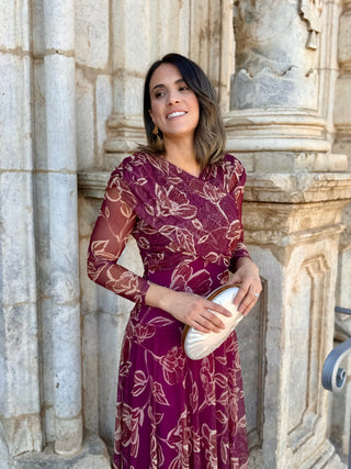 Vestido Tul estampado floral buganvilla  | Camila