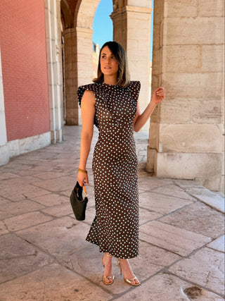 Vestido midi lunares marron | Camila