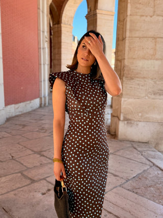 Vestido midi lunares marron | Camila