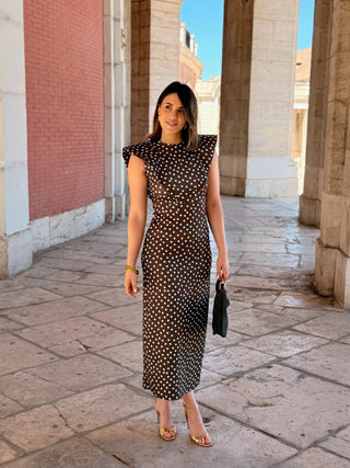 Vestido midi lunares marron | Camila