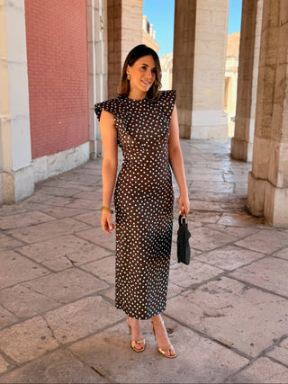 Vestido midi lunares marron | Camila