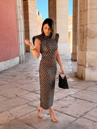 Vestido midi lunares marron | Camila