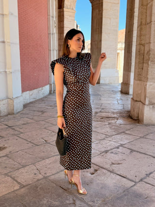 Vestido midi lunares marron | Camila