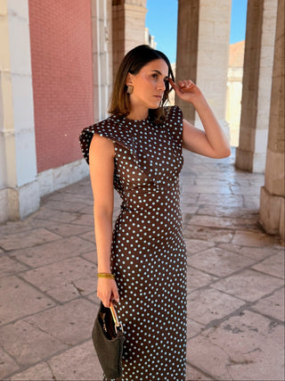 Vestido midi lunares marron | Camila