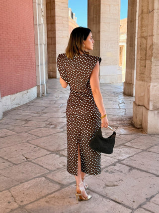 Vestido midi lunares marron | Camila