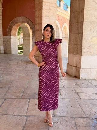 Vestido midi  lunares malva  | Camila