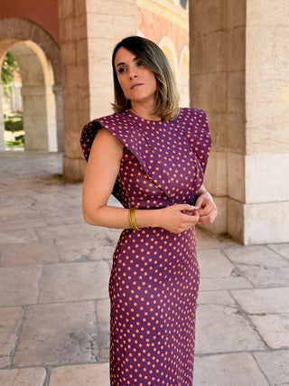 Vestido midi  lunares malva  | Camila